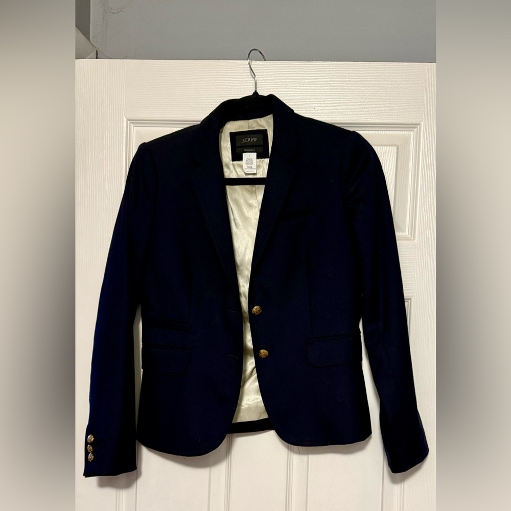 J. Crew Navy Blazer with Ivory Lining